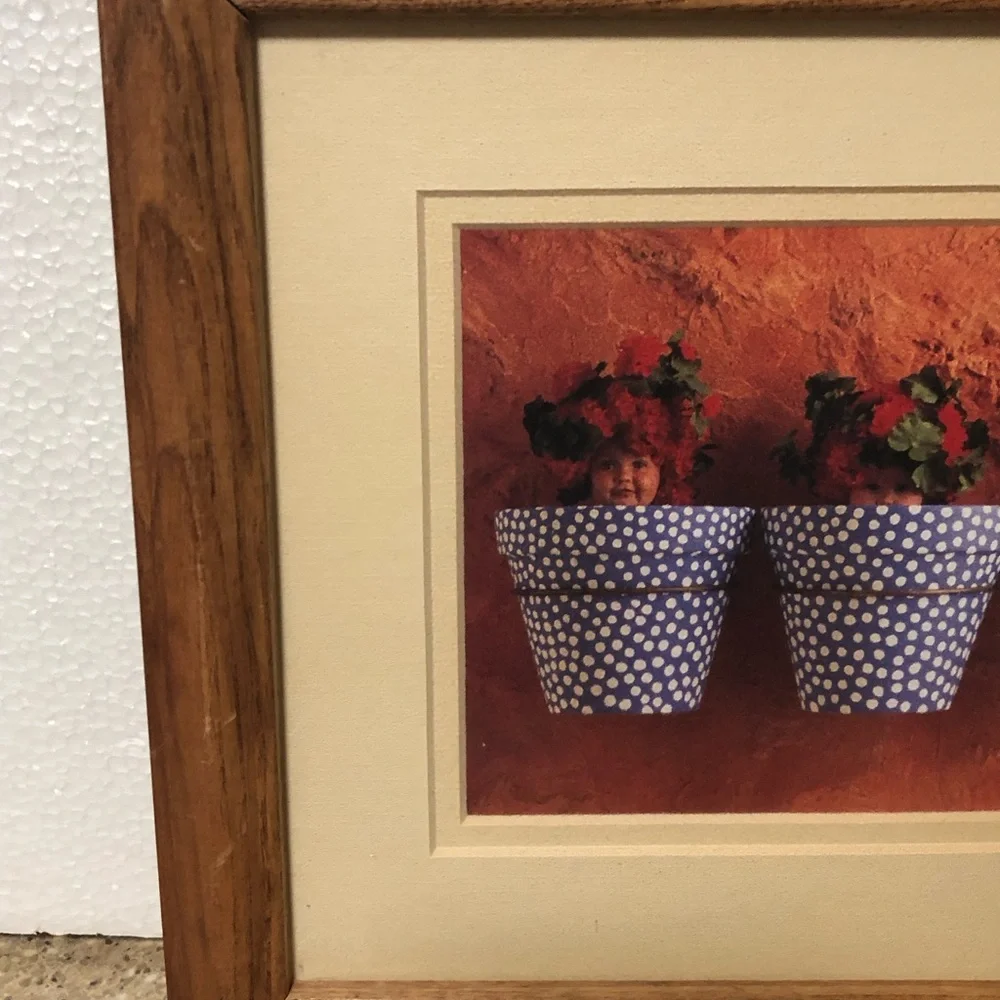 Vtg. Anne Geddes Framed Art Print Wooden Wall Decor